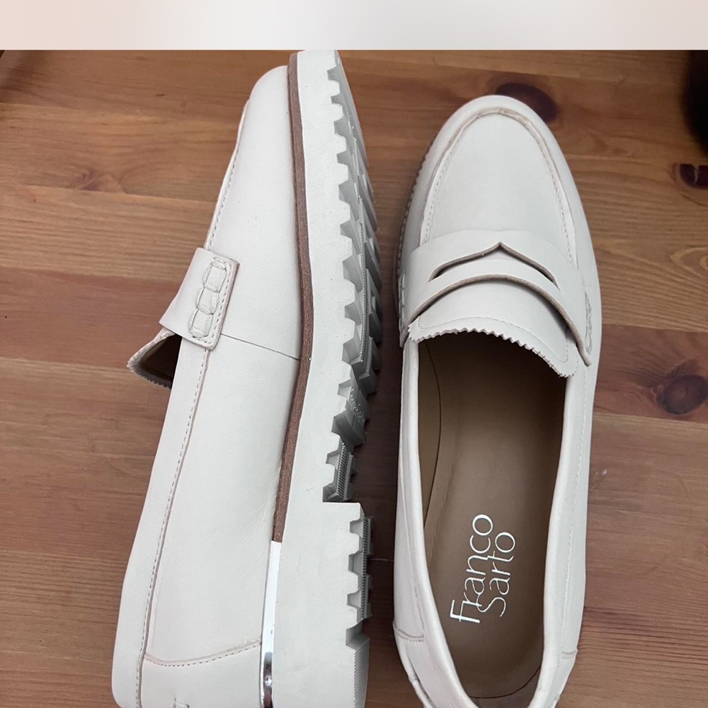 Franco Sarto Cream Loafers with Textured Sole